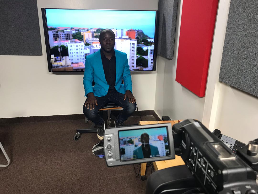 Gaius Kowene at BBC studio in Dakar Senegal