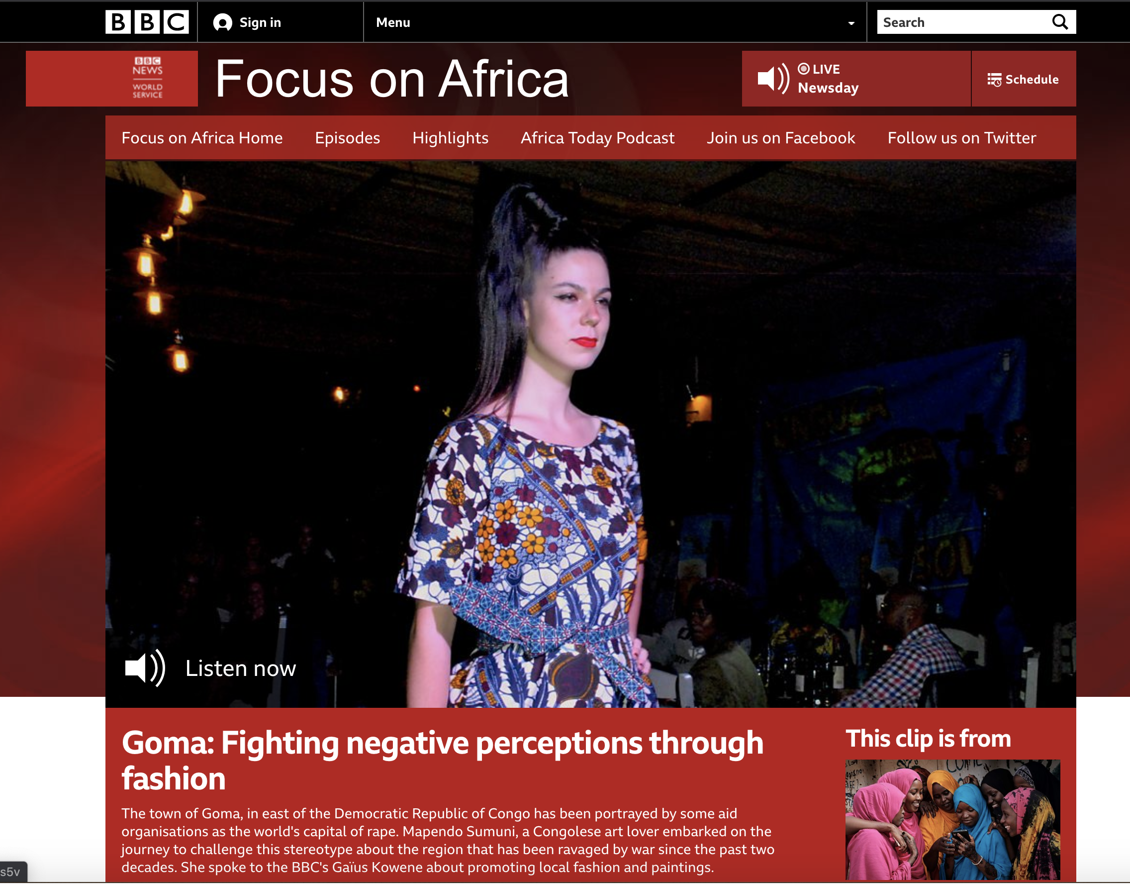 Goma Fashion Show on the BBC